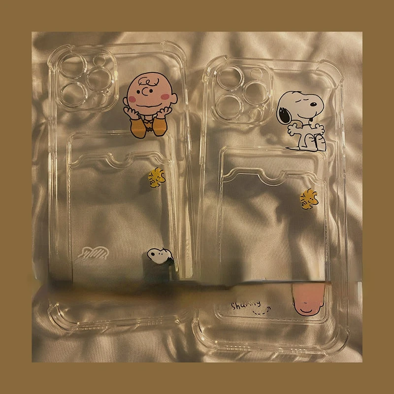 

Phone Purse Cute Snoopy Charlie Iphone13 Apple 12Promax Card Holder 11 Phone Case Xs/XR Soft 8plus Fashion