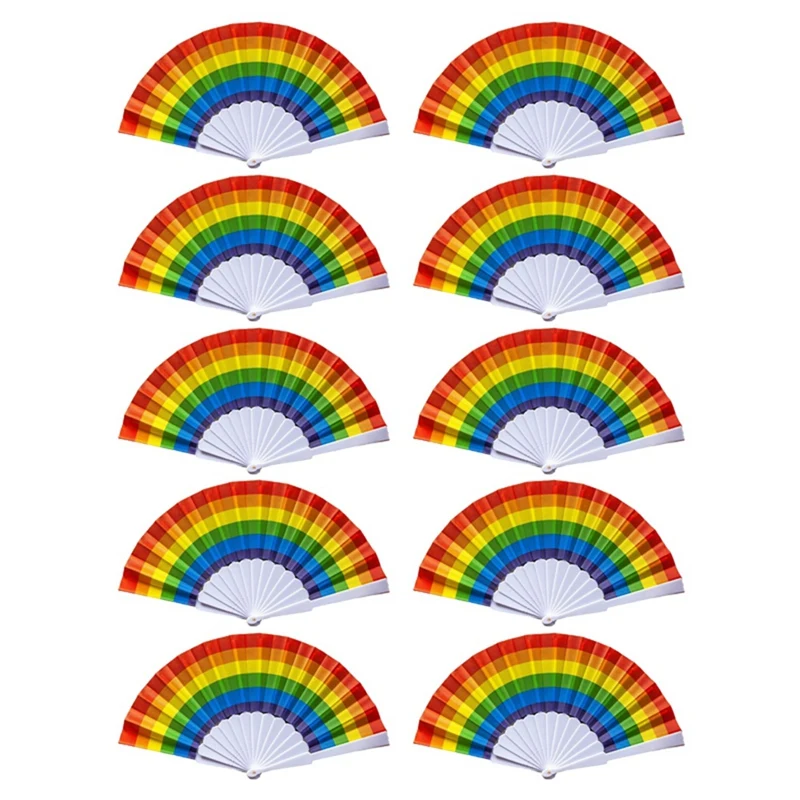 

10 Piece Rainbow Fan Pride Folding Handheld Fans Rainbow Accessories Decorations Pride Month