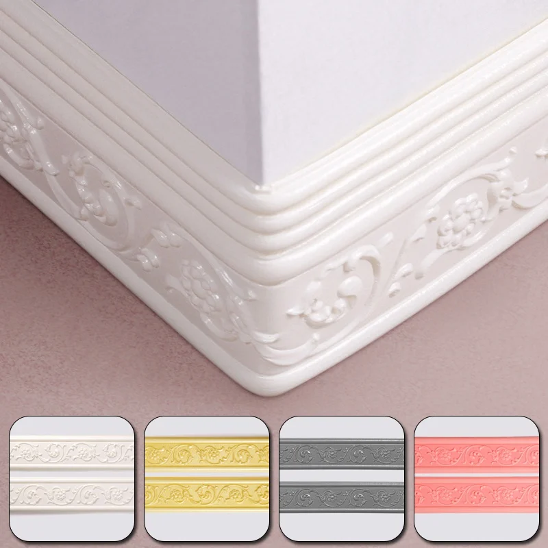 

1pc Waist Line Wall Stickers For Floor Corner Self-adhesive 3D Embossed PVC Creative Foam Wall Skirting