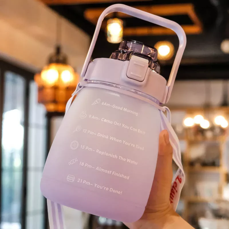 

2023New Gradient Belly Cup Large Capacity Straw Drinking Cup Fitness Portable Kettle Students Outdoor Sports Water Bottle