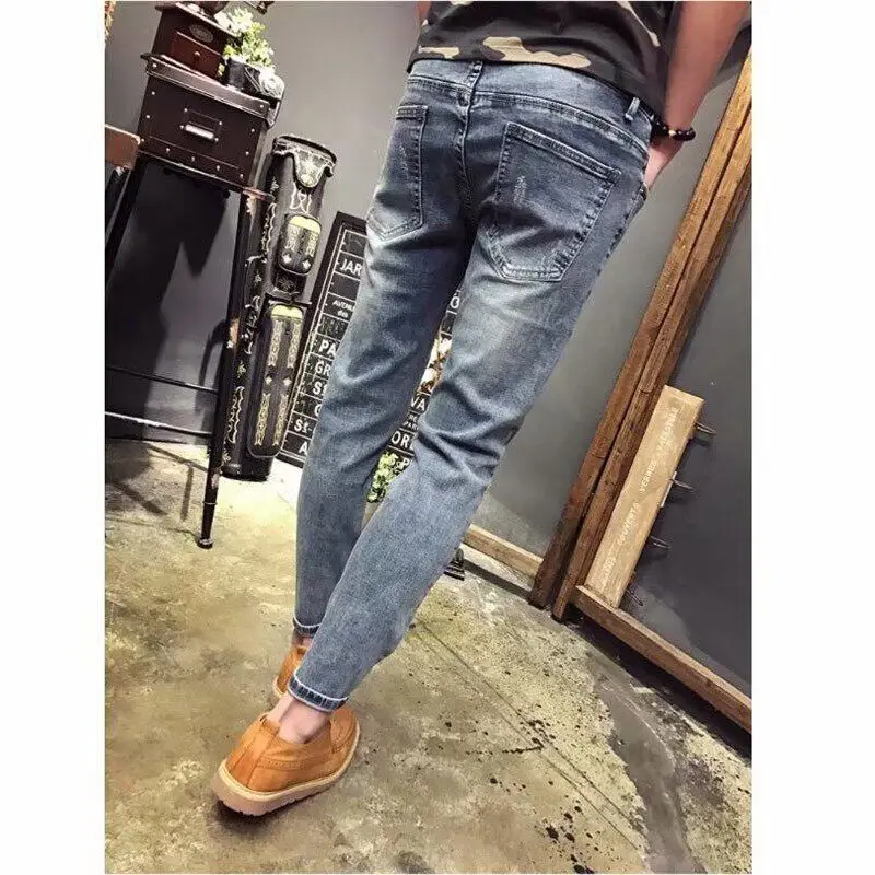 27-34 мужские рваные джинсы с дырками повседневные модные хлопковые эластичные