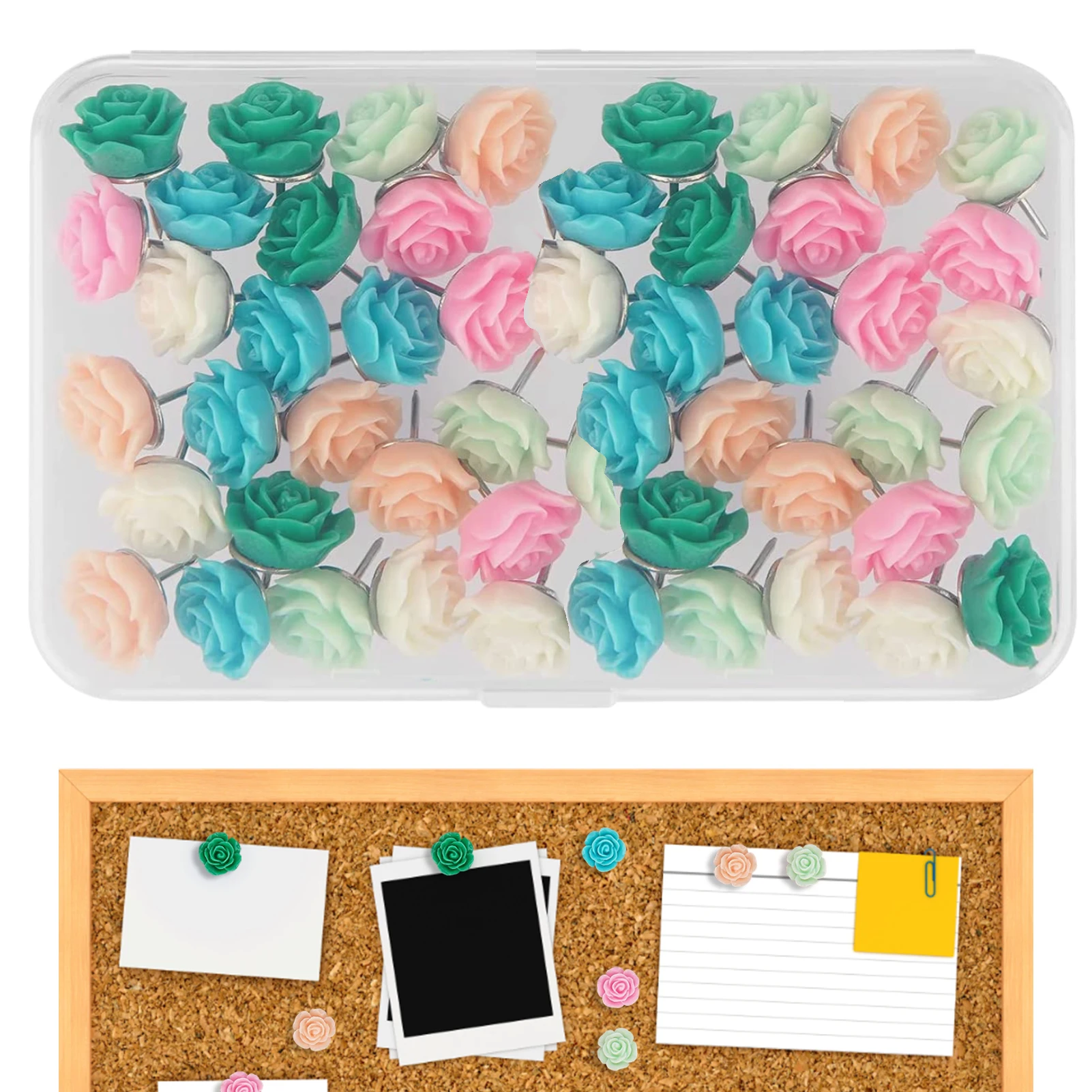

Цветочные булавки в форме розы цветные Цветные булавки для пробковой доски милые заколки для больших пальцев для офиса школы и личного поль...