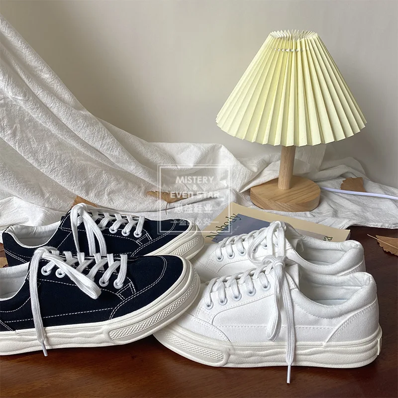 

Canvas Women Platform Shoes Spring Autumn 2023 New Fashion Sneakers Woman Lace-up Low Cut Casual Shoes Ladies Loafers Breathable