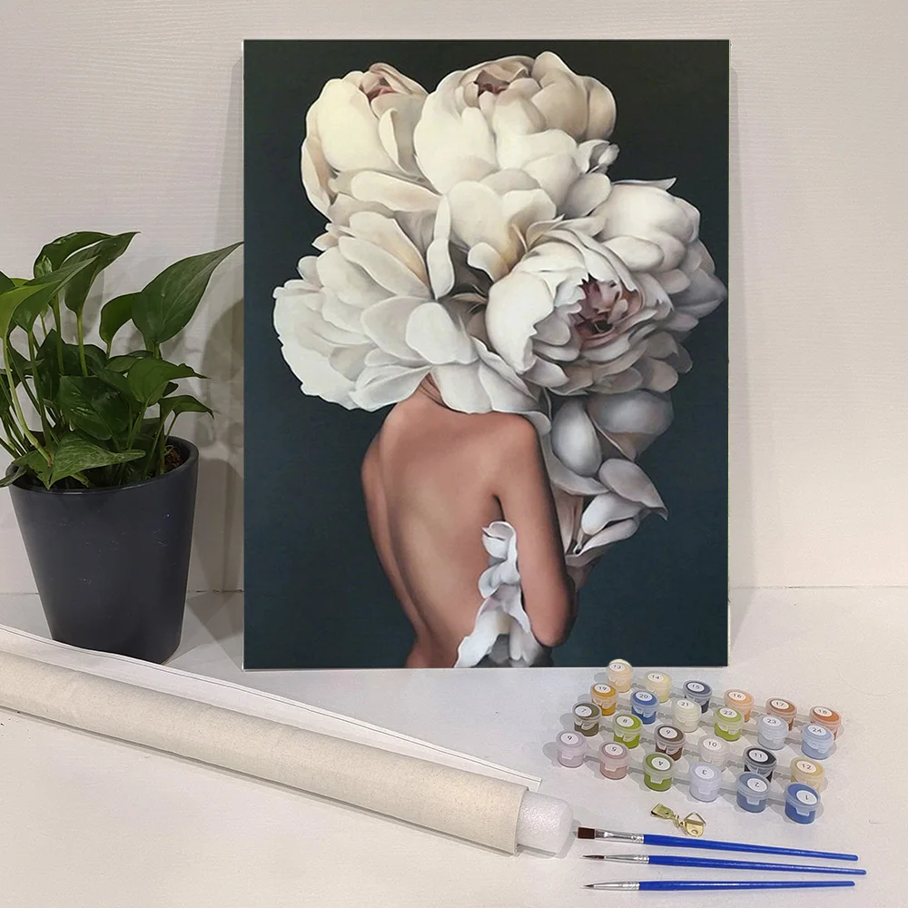 

GATYZTORY Coloring By Number Flower figure HandPainted Kits Drawing Canvas Pictures Oil Painting Girl Home Decoration