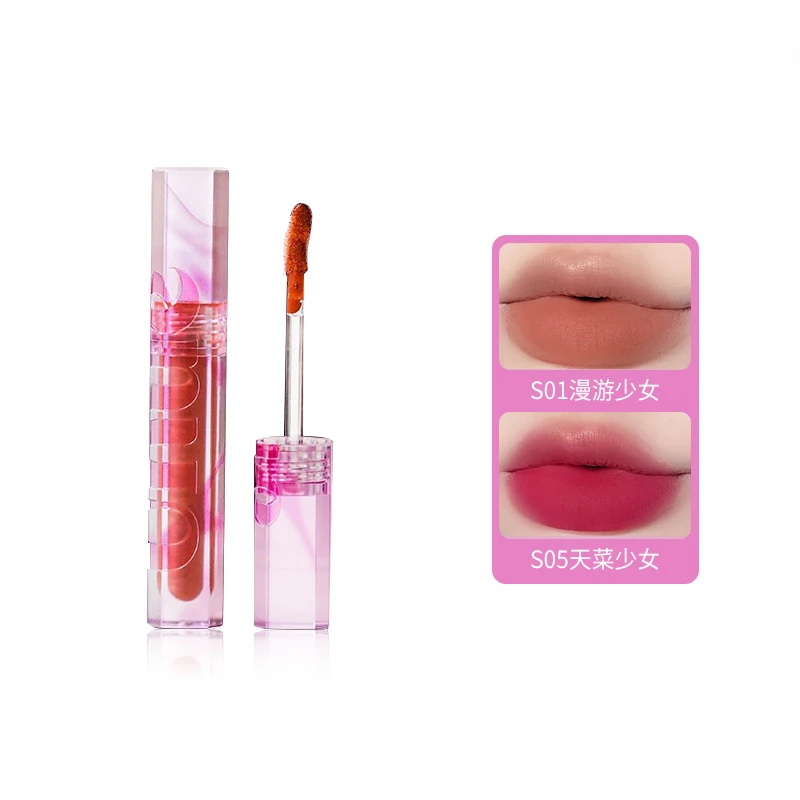 Uhue Peach Air Wave Matte Cream Mist Lip Glaze Mousse Matte Lipstick Long-lasting White Film Forming Lip Glaze