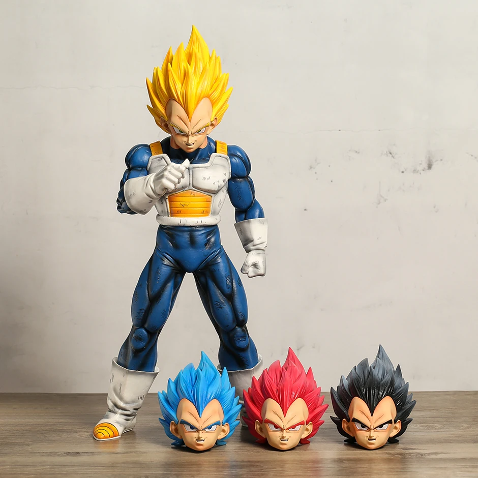 

41cm Dragon Ball Super Saiyan Vegeta with Three Replaceable Heads GK PVC Figure Statue Model Toy Doll Gift