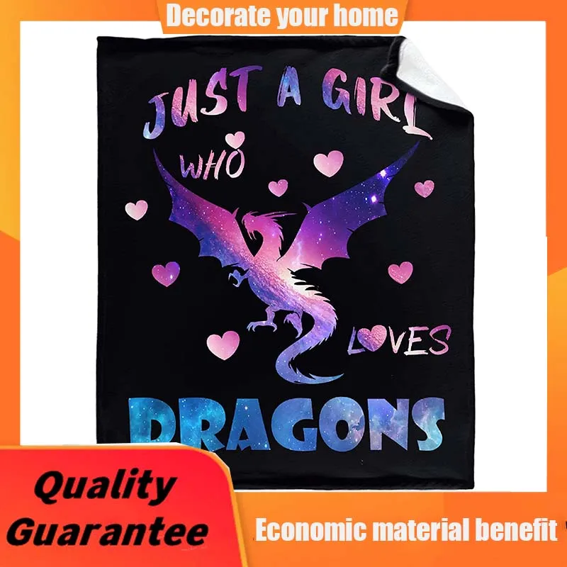 

Just A Girl Who Loves Dragons Blanket Flannel Fleece Throw Blanket Microfiber Lightweight Soft Cozy for Couch Sofa Bed All