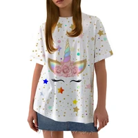 lovely unicorn with flowers printed tshirt femme summer top female white short sleeve casual t shirt women 90s girls t shirts