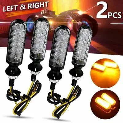 

Motorcycle 12LED Turn Signals Lights Aluminium Alloy + ABS Shell Flasher Indicators Motorbike Flowing Water Blinkers Amber Kit