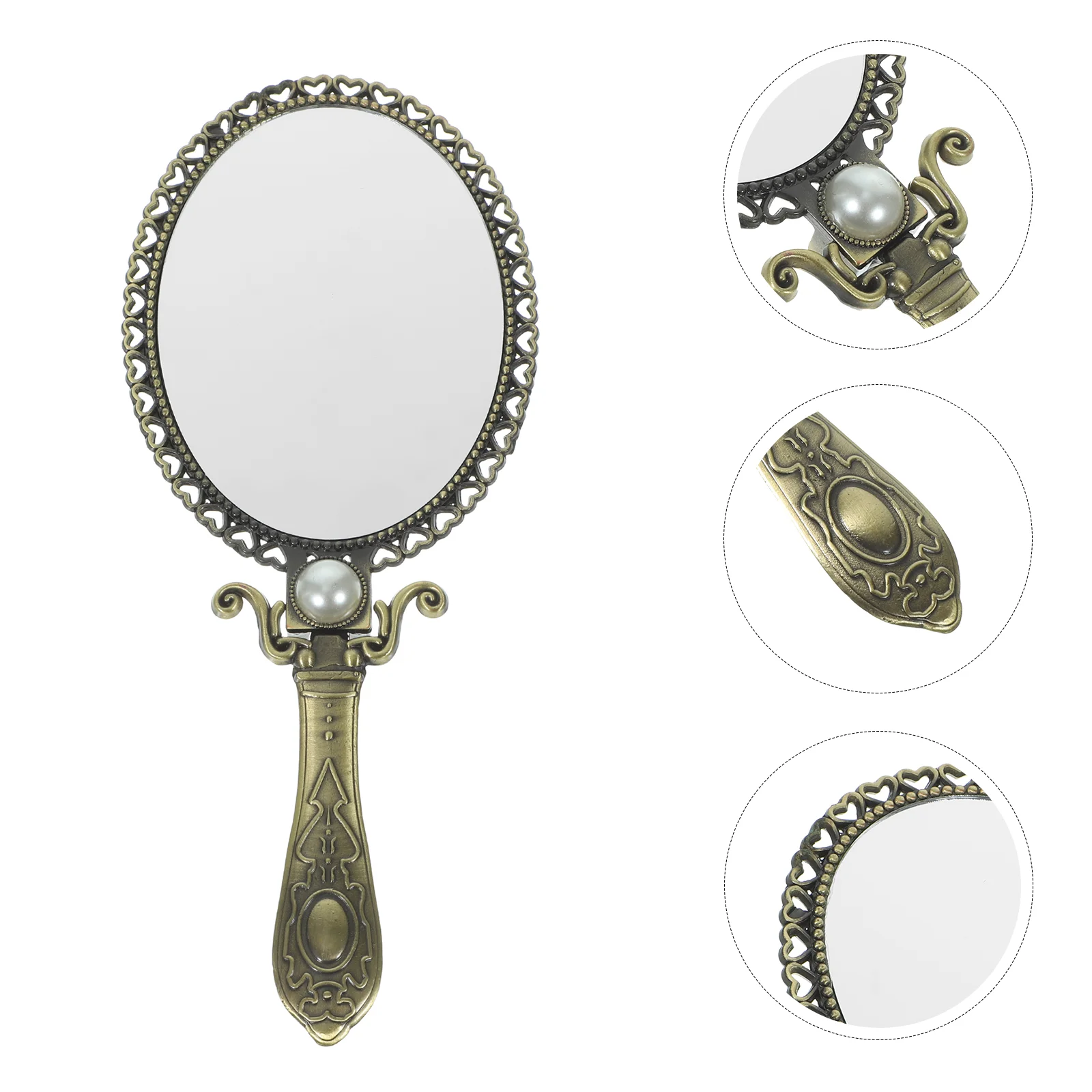 

1Pc Retro Mirror Vintage Style Handheld Mirror Ladies Mirror Portable Makeup Mirror