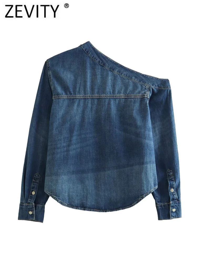 Женская джинсовая блузка Zevity LS3736