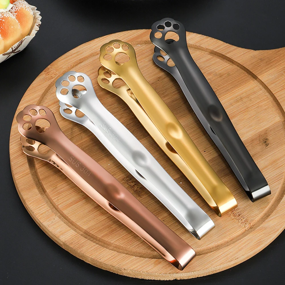 

Cat Claw Shape Barbecue Food Tong Non-Slip Cooking Clip Stainless Steel Ice Salad Clamp Hollow-Out Bread Tongs Kitchen Gadgets