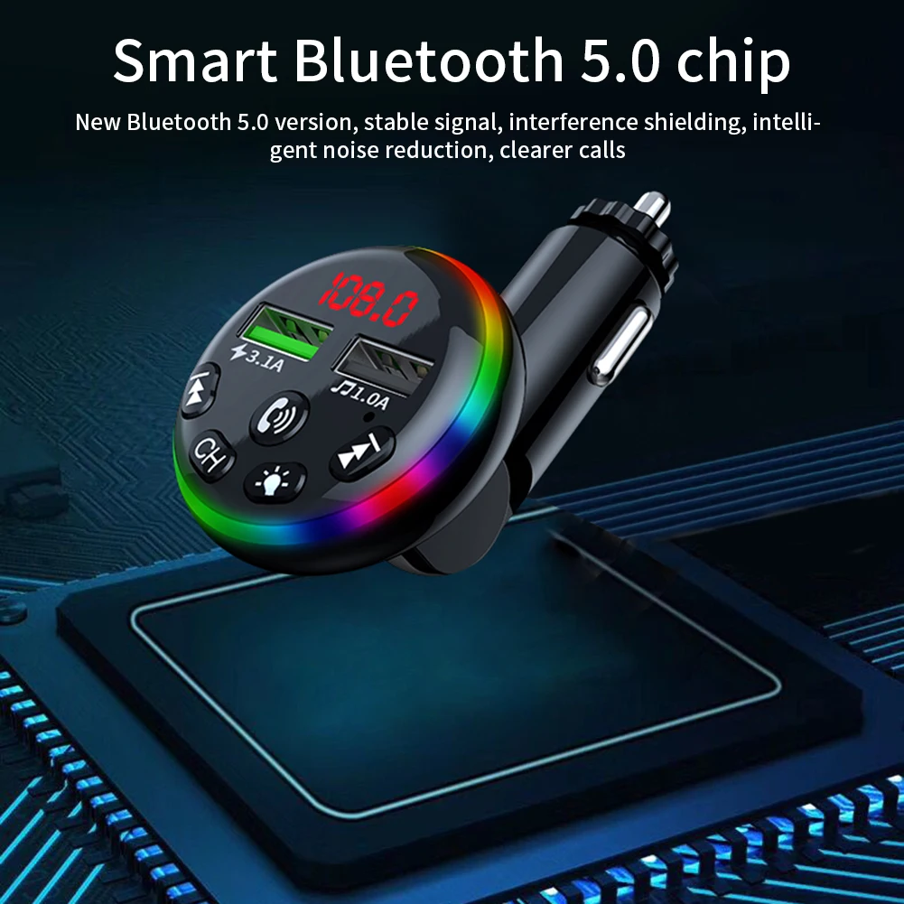 

FM Transmitter 5V/3.1A 87.5-108Mhz Car 2022 Durable High Quality Hot Sale Practical USB/TF Card/BT Function 2 USB