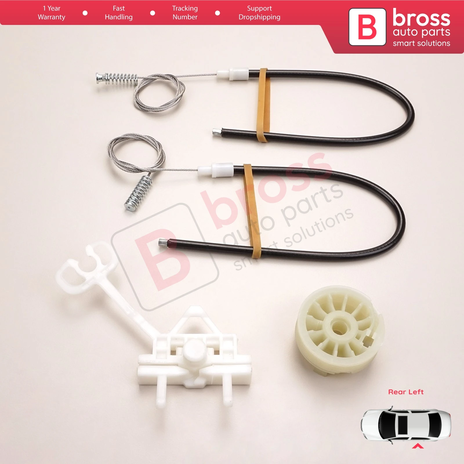 

BWR5193 комплект для ремонта стеклоподъемника задний левый для Fiat Abarth Punto Grande Evo MK3 199 2005-2024 5-дверный 51723328