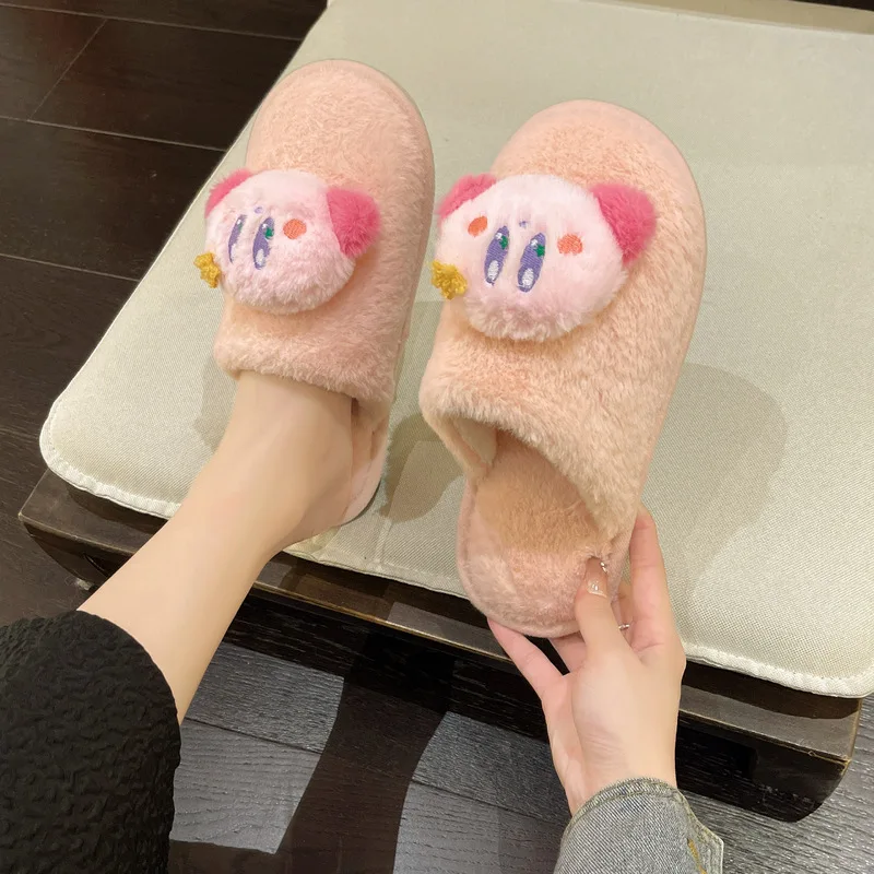 Кирби анимация периферийные устройства Kawaii зимние женские хлопковые тапочки
