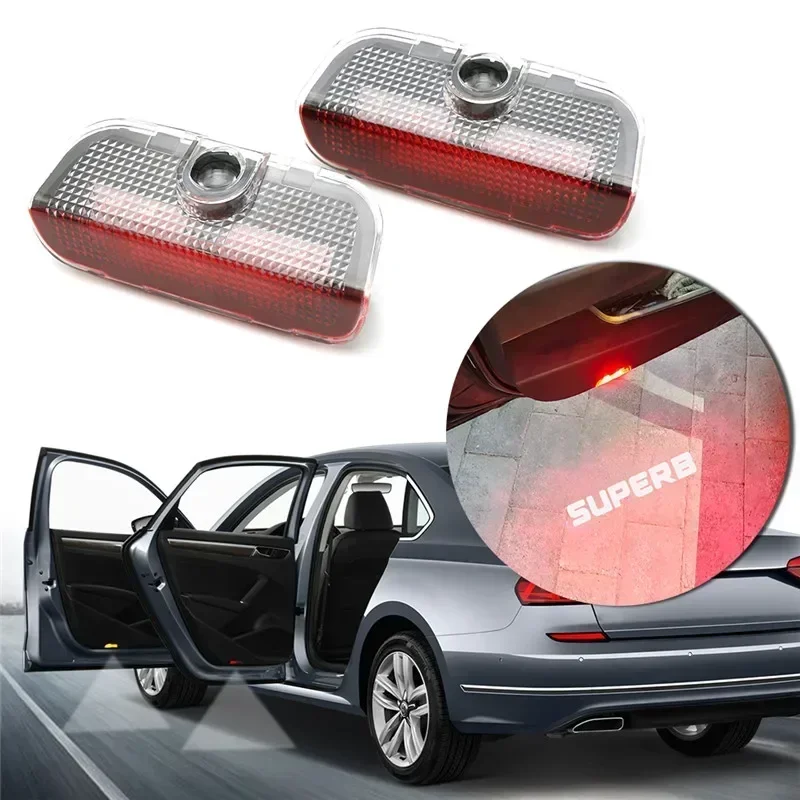 Фото 2 шт. для Skoda Superb 2 MK2 Superb 3 2009-2024, автомобильные светодиодные проекторы логотипа в двери, аксессуары №3