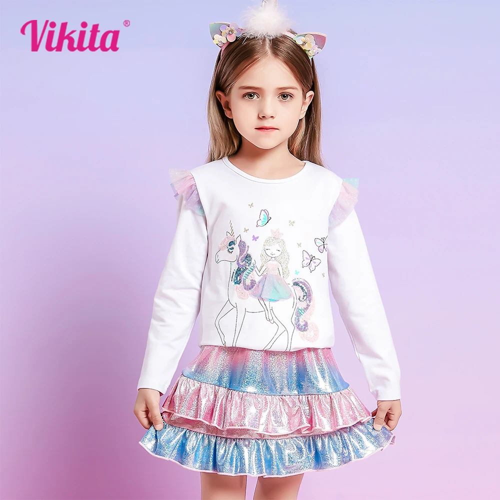 VIKITA/футболка с длинными рукавами для девочек детские топы - Цена: 901.5