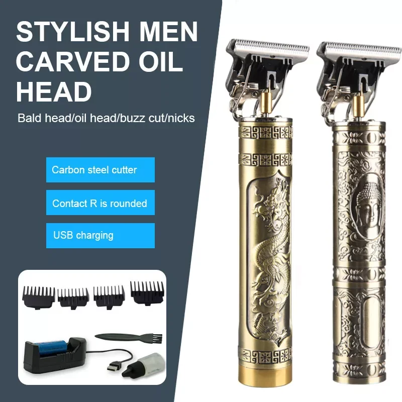 

High Grade Professional Hair Clipper Man Dragon Pattern Original T9 Machine Haircut Machine for Beard Hairdresser Comb Personal