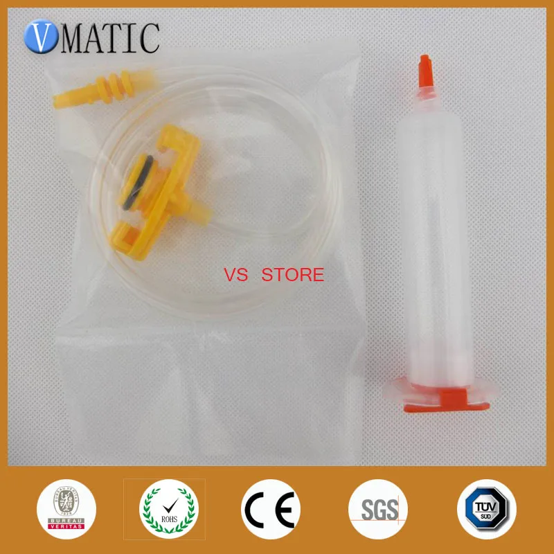 

Free Shipping 10 Sets Glue Dispensing Pneumatic Syringe 30cc/ml Barrel With Adapter & Piston/Syringe Stopper/ End Cover