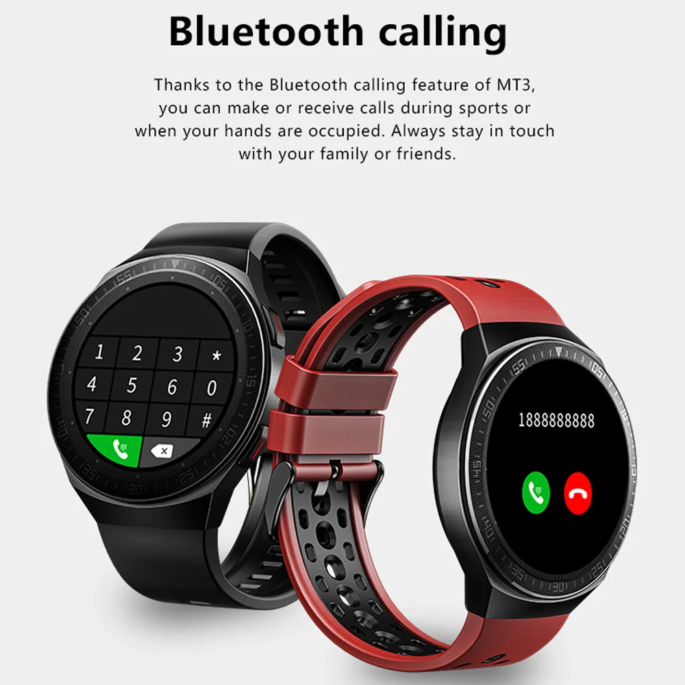 MT3 Smart Watch Men 8G Memory Music Answer Call Smartwatch Full Touch Screen Recording Male Bracelet For IOS Android