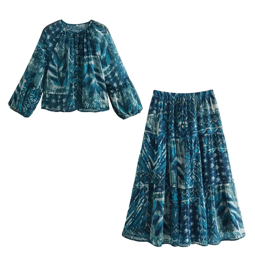 Женский Повседневный комплект Taop &amp Za свободная рубашка с круглым вырезом и юбка