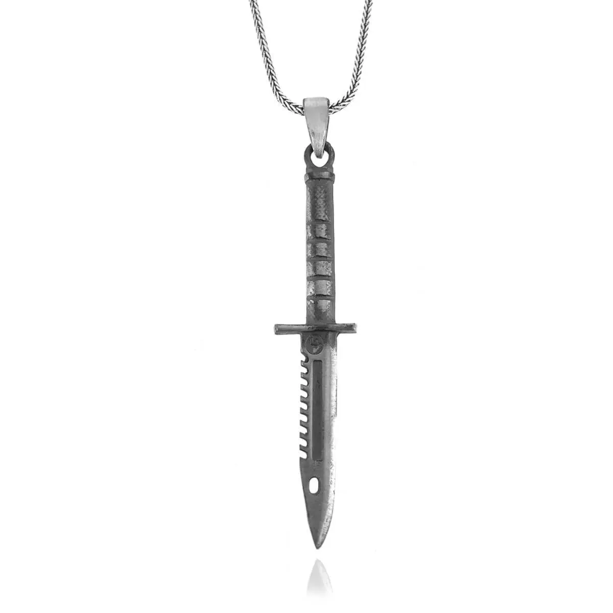 Винтажное мужское ожерелье из серебра 925 к с ножом Rambo | Украшения и аксессуары