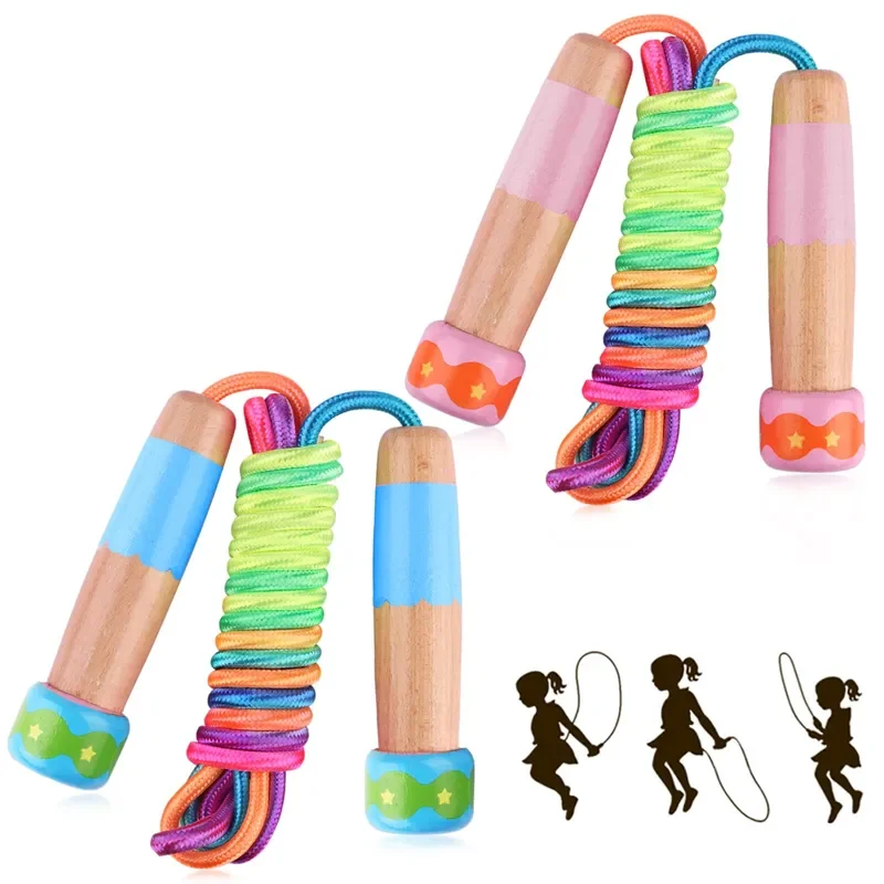

Fitness 2 Pcs Jump jump ropefor kids Adjustable Jump Ropes for Girls Boys Skipping jump ropefor kids with Wooden Handle Cot