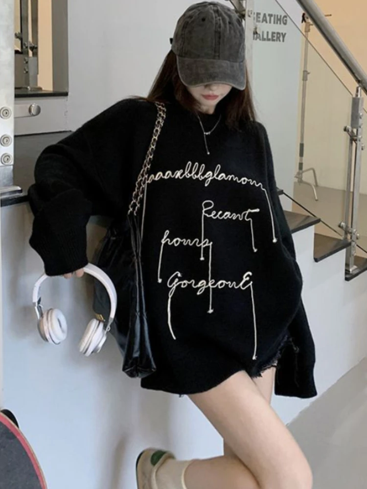

Deeptown Gothic Streetwear Letter Print Sweatshirts Women Harajuku Grunge Oversized Hoodies Vintage Loose Casual Pullover Tops