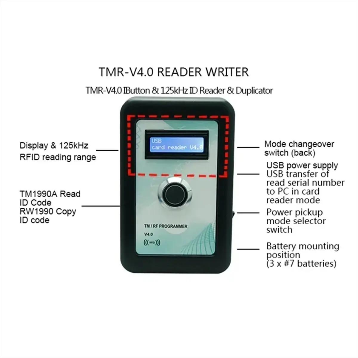 Фото (A65I) Программатор IButton TMRF-V4.0, дубликатор DS1990A, копировальный аппарат, считыватель/записыватель RFID 125 кГц №2