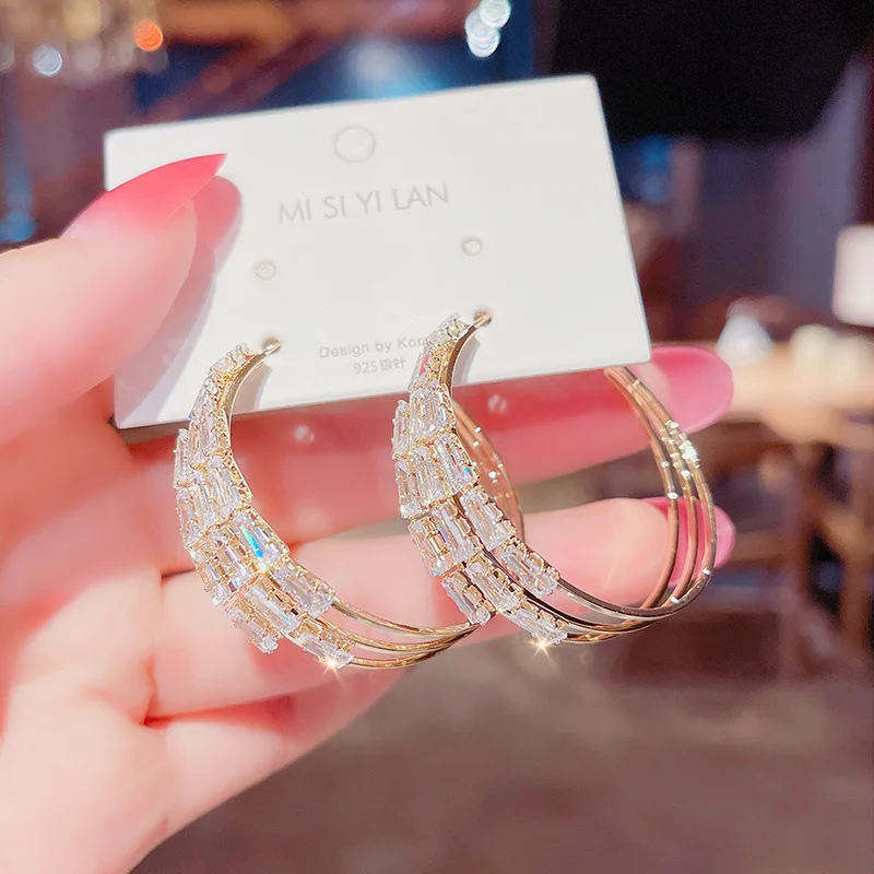 Изысканные креативные открытые геометрические круглые Роскошные циркониевые