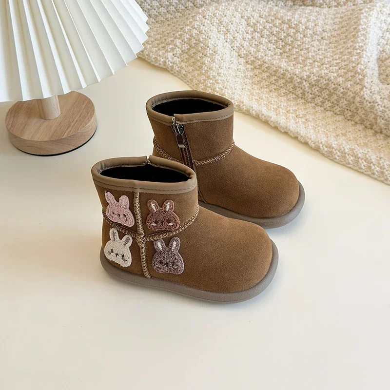 Хлопковая обувь для девочек 2024 зимняя новая стильная с плюшевыми толстыми