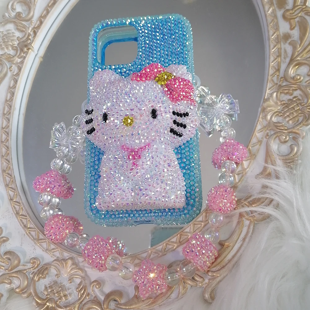 

Rhinestone Bling Crystal Phone Case Chain For iPhone 11 12 13 14 Pro Max X Xs XR 7 8 Plus SE 2 3 10 Transparent Bumper Cover