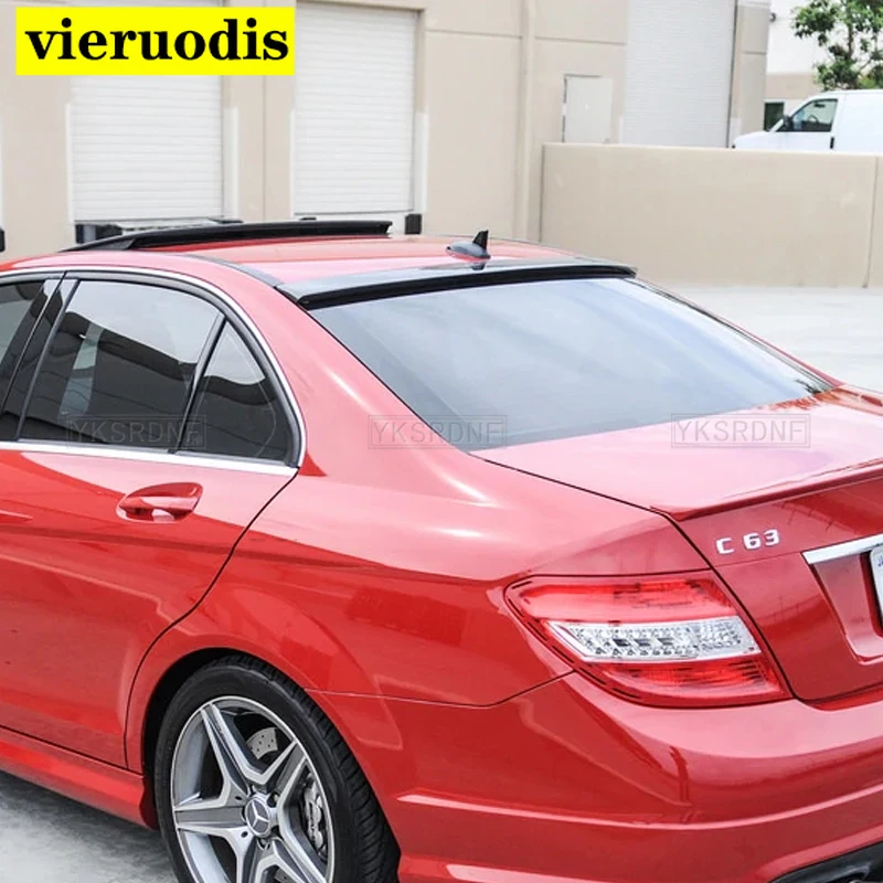 

Подходит для Mercedes-Benz C-Class W204 C180 C200 C220 C350 C300, спойлер на крышу из углеродного волокна 2007-2013, яркий черный АБС