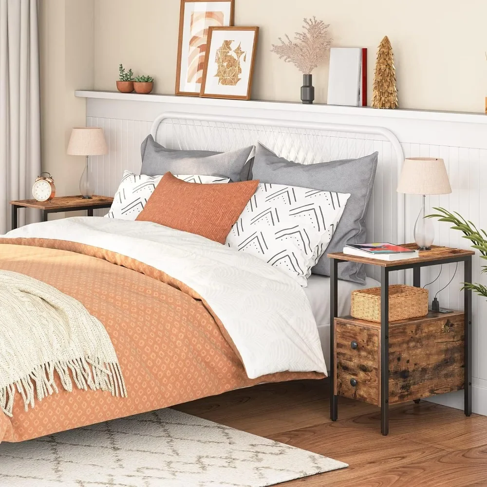 Прикроватный столик с 2 портами и зарядным устройством USB