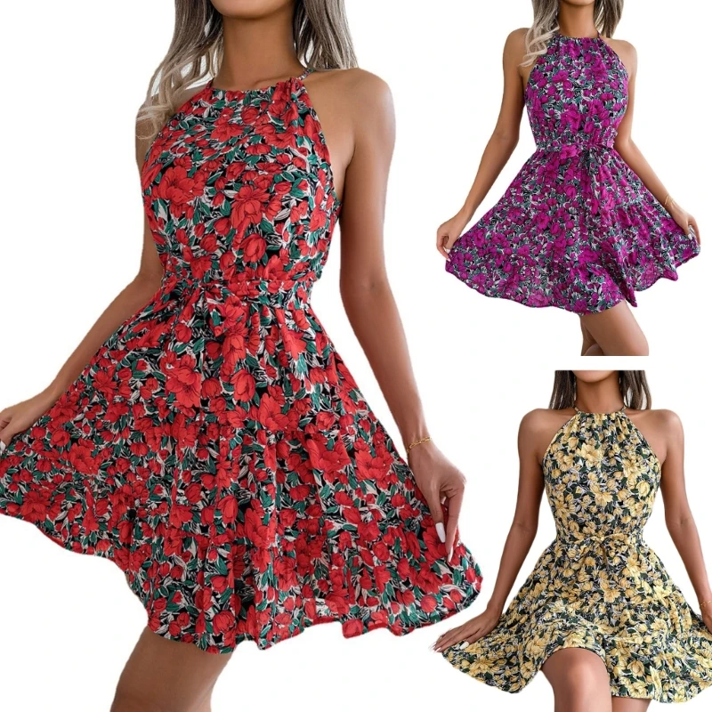 

Girls Long Skirts Off-shoulder Dress Women Wedding Halter Sleeveless Skirts N7YD