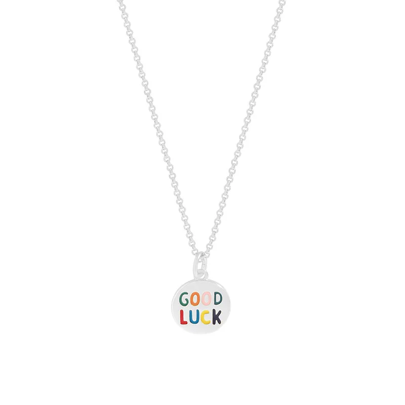 

Small and Luxury Design, Versatile Drop Glaze Colorful Round Label Necklace 925 Sterling Silver Female Collar Chain