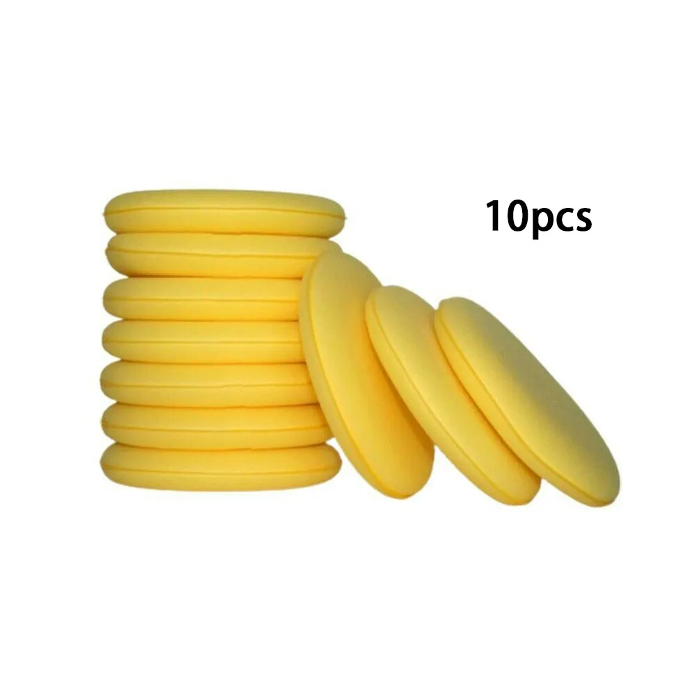 

10pcs Car Cleaning Tool Wax Polish Applicator Pads Soft Foam Cotton Pad Yellow For Polishing Car Wash Maintenance Durable Tools