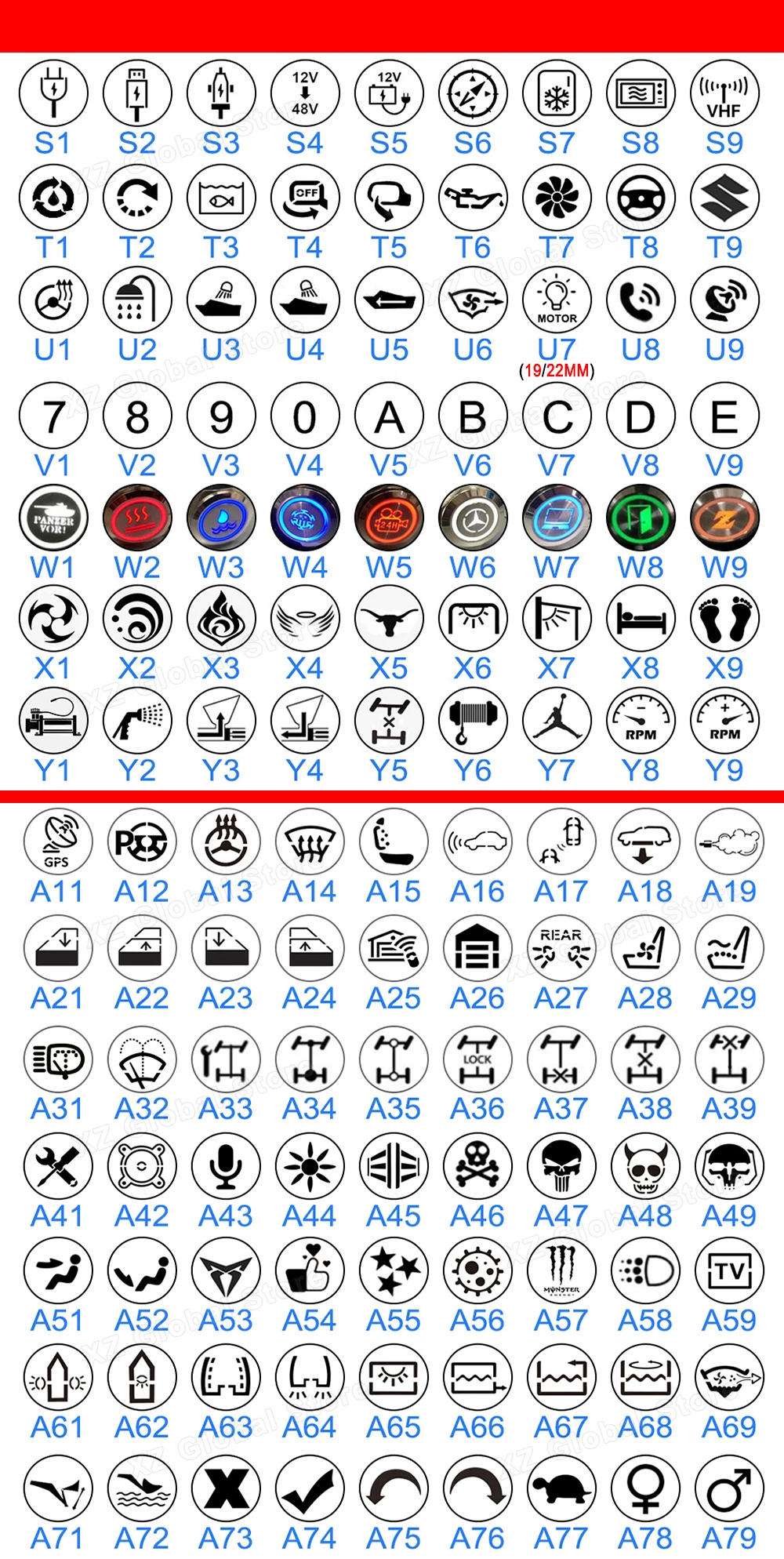 

Металлический выключатель кнопки старт-стоп с подсветкой 12/24/220В черный/серебряный