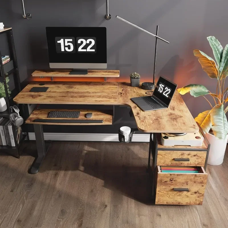 Эргономичный стол с электрической регулировкой по высоте угловой сиденьем