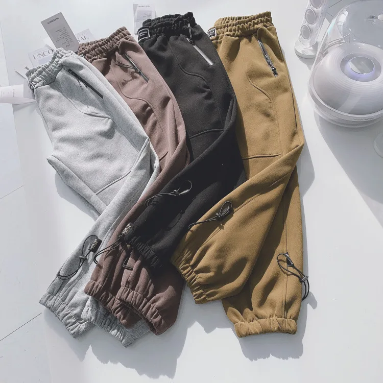 

high quality Women solid pants fashion couple Sports loose long trousers Gray Jogger High Waist Casual Female Trousers 2021 new