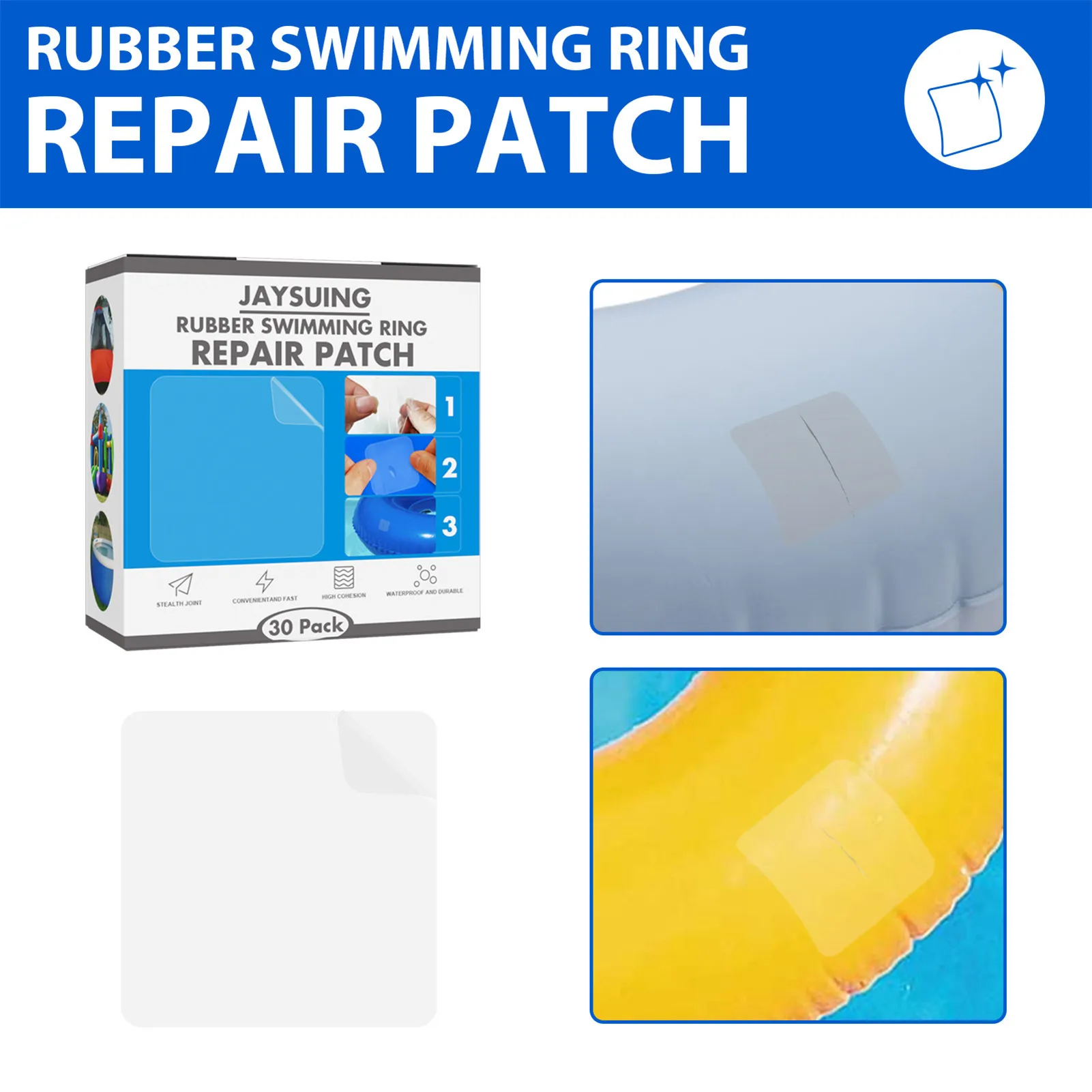 

30pcs Vinyl Pool Patch Kit Vinyl Iatable Repair Patches Waterproof Repair Tool For Iatable Toys Boats Raft Tent Air