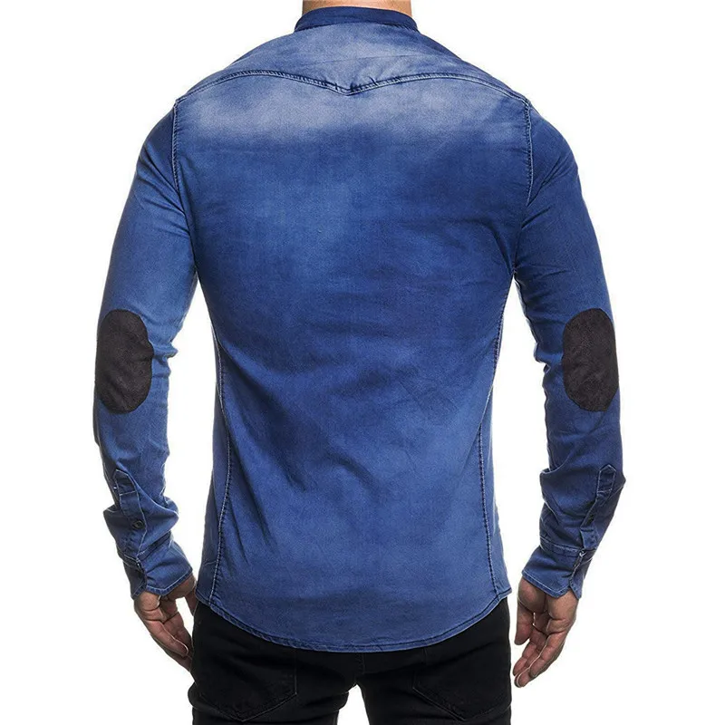 Men's Casual Long Sleeve Shirts New 45% Cotton Fashion Men's Washed Denim Long Sleeve Shirts High Quality Outerwear Jackets Men