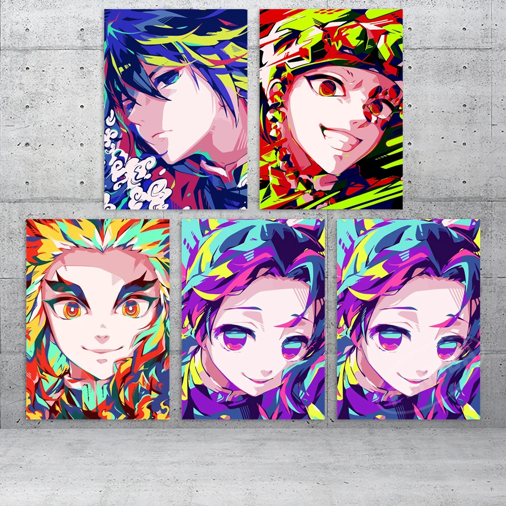 

Canvas Paintings Demon Slayer Wall Art Tomioka Giyuu Home Decor Kochou Shinobu Poster Prints Anime Modular Pictures Living Room