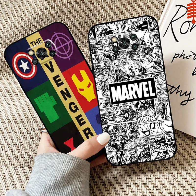 

Marvel Avengers Logo Phone Case For Xiaomi Poco X3 Pro NFC For POCO X3 GT Black Carcasa Funda Soft Back Silicone Cover