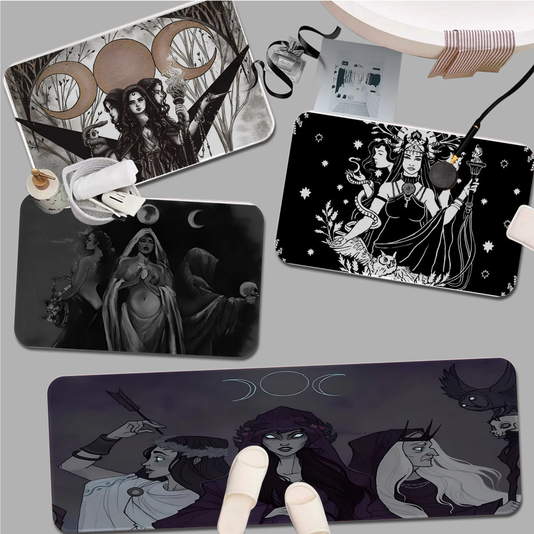 

Moon Goddess Hecate Floor Carpet Non-Slip Laundry Room Mat Laundry Decor Balcony Child Living Room Toilet Rug