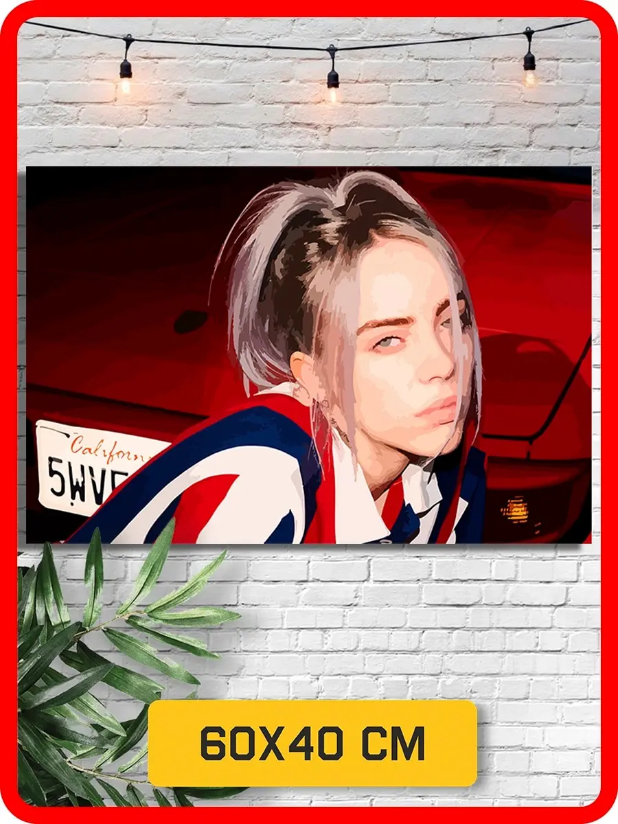 Картина по номерам на холсте набор для рисования Музыка Billie Eilish Билли Айлиш - 6027 Г