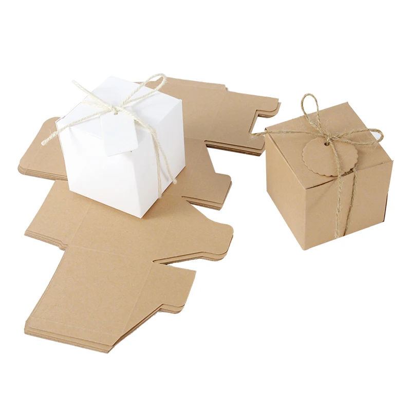 

10pcs Kraft Paper Candy Box With Label Wedding Birthday Party Favor Gift Boxes Baby Shower Decoration Package Supplies