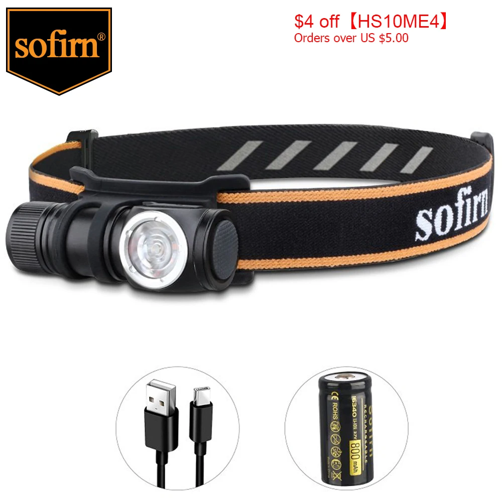  Sofirn HS10 USB C Rechargeable Mini 16340 Headlamp 1100lm LH351D 90CRI Angle Flashlight TIR Optics with Magnet Tail 2 Groups 