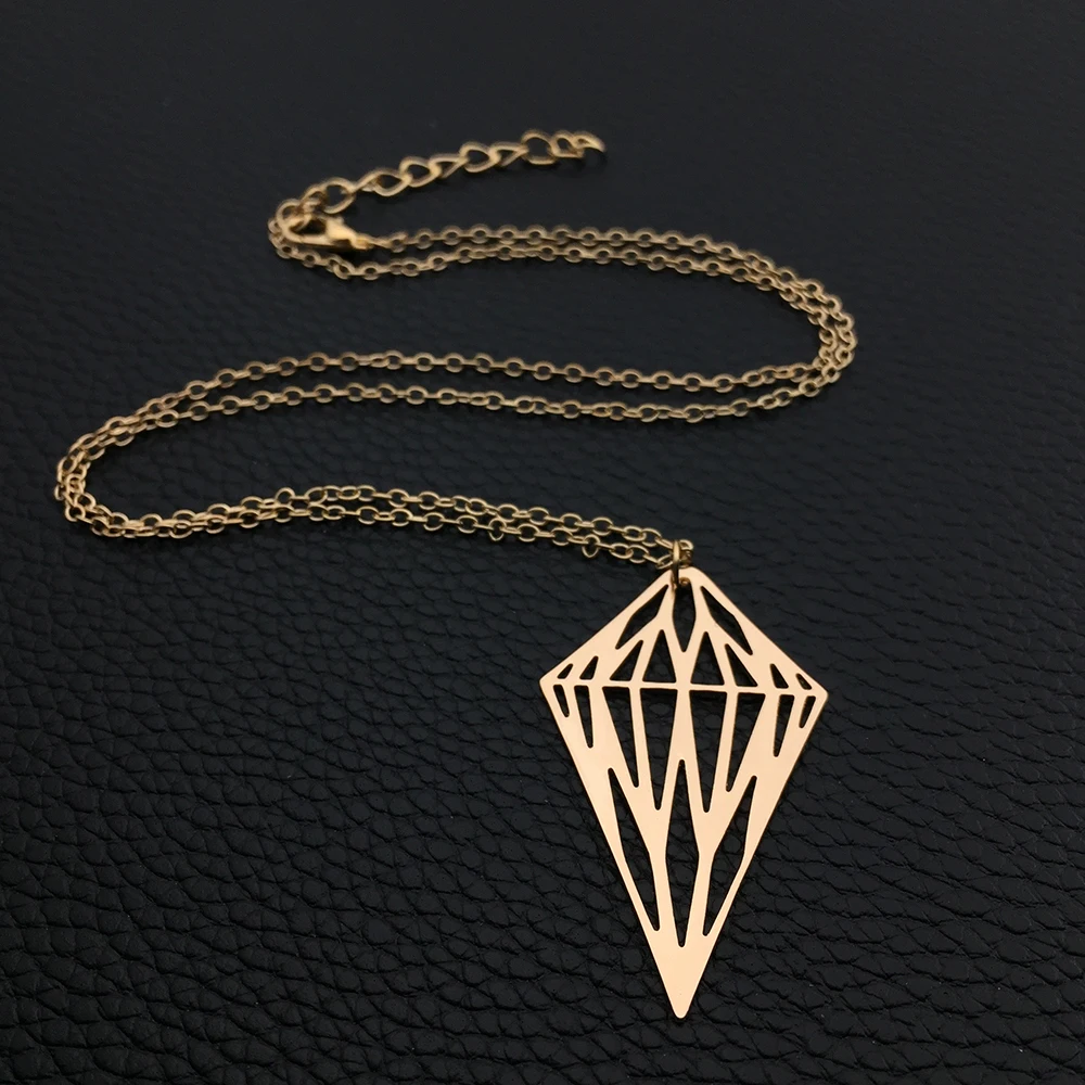 

Elegant Women Stainless Steel Jewelry Geometric Charm Rhombus Necklace Gift For Lady Drop Shipping Accepted YP6410