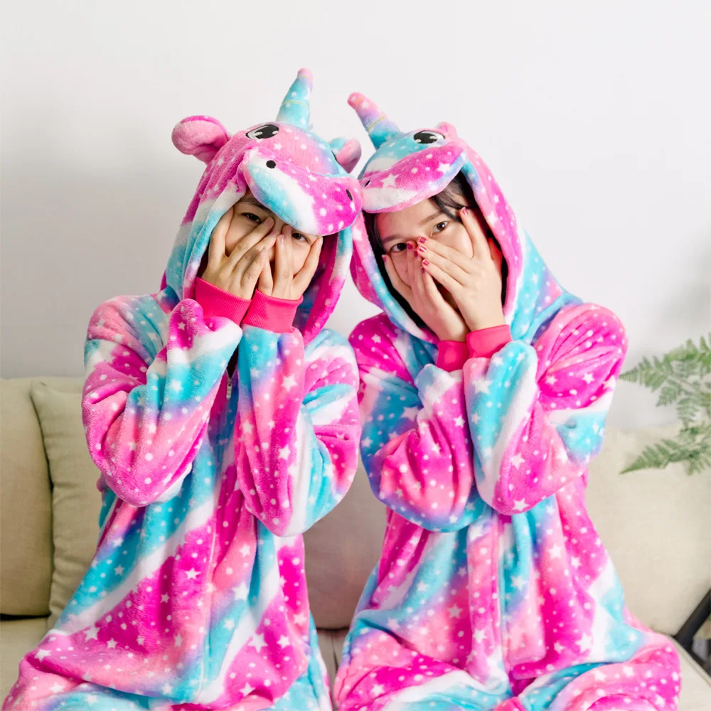 

Adults Animal Onesies Unicorn Pajamas Sets Plush One Piece Sleepwear Women Men Unicornio Pijama Cartoon Flannel Cosplay Costumes